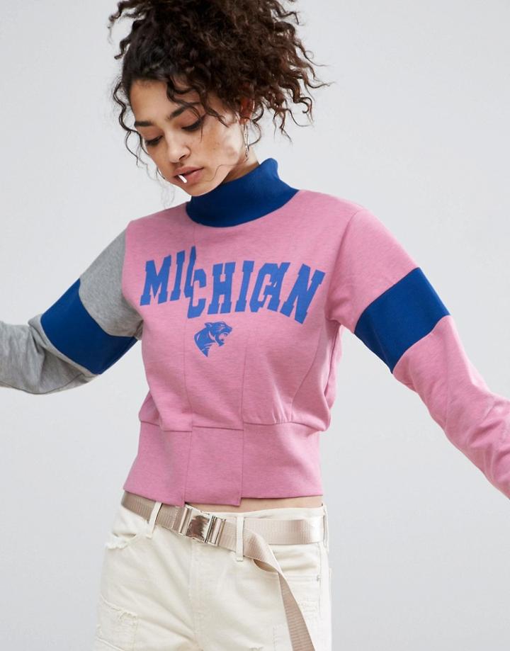 Asos Sweat With Funnel Neck And Cutabout Print - Multi