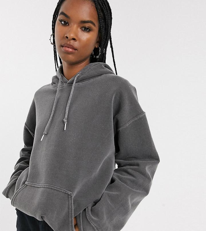 Reclaimed Vintage Inspired Overdye Charcoal Hoodie-gray