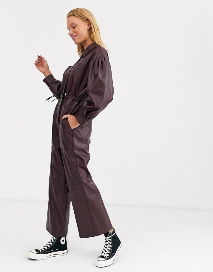 Asos White Pu Jumpsuit-red