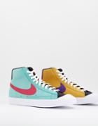 Nike Blazer Mid '77 Emb Sneakers In Washed Teal/gym Red-multi