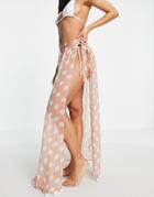 Brave Soul Beach Skirt With Tie Side In Pink Polka Dot