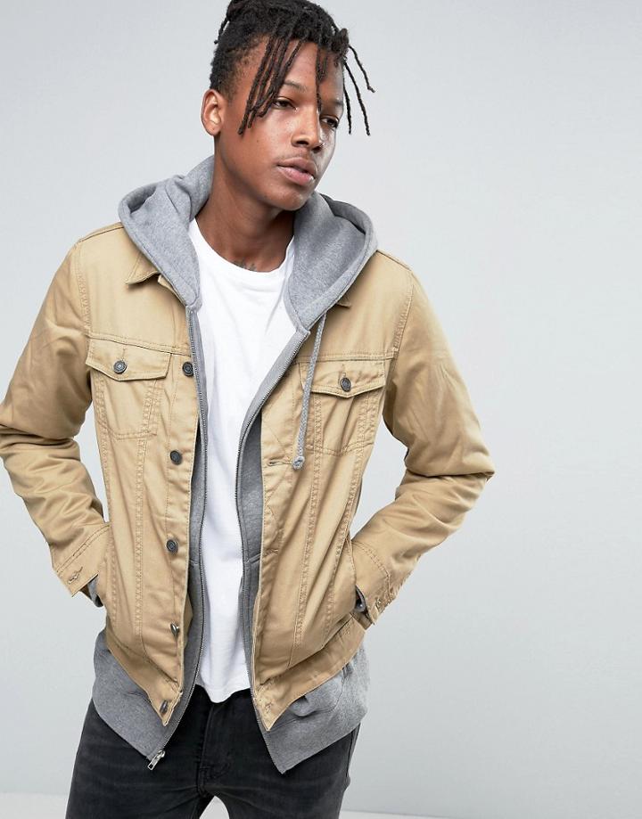 Pull & Bear Denim Jacket In Sand - Beige