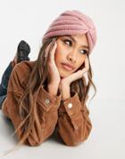 Glamorous Ribbed Wrap Hat In Pink