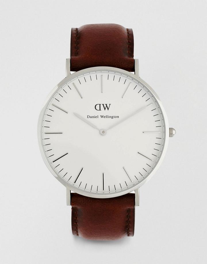 Daniel Wellington St Andrews 40mm Leather Strap Watch - Brown