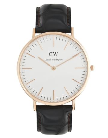 Daniel Wellington York Rose Gold Brown Leather Strap Watch