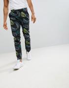 Asos Skinny Smart Pants In Cotton With Palm Print - Black