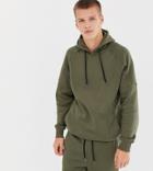 Another Influence Tall Ribbed Panel Overhead Hoodie-green
