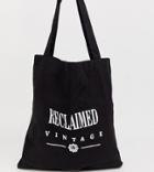 Reclaimed Vintage Unisex Logo Carrier Tote Bag In Black