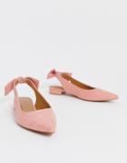 Asos Design Lizzie Bow Slingback Ballet Flats In Blush - Pink