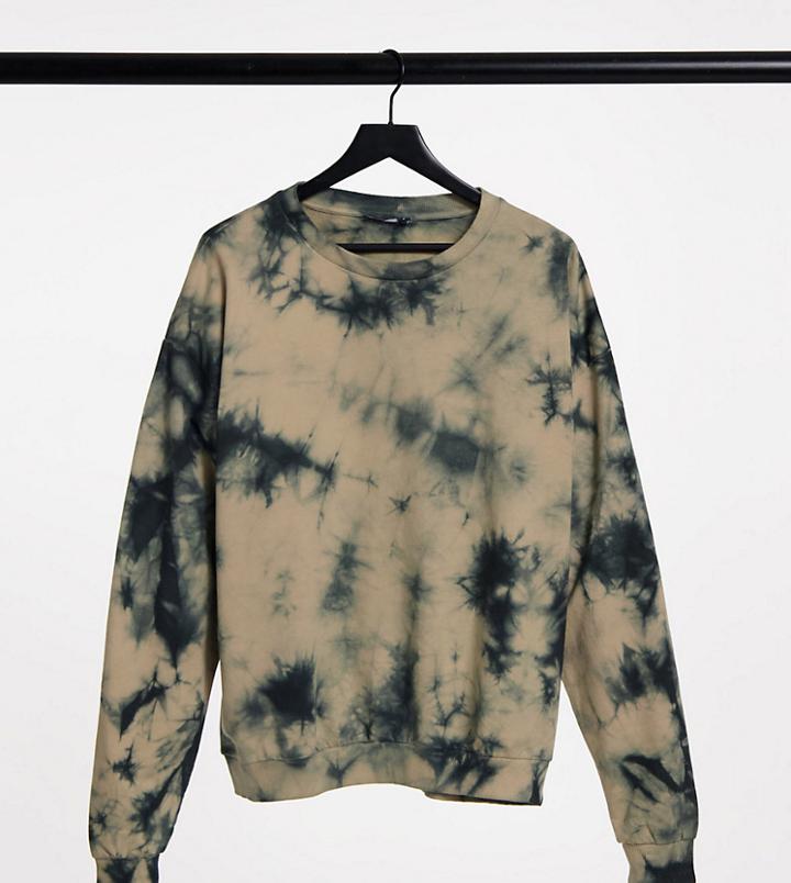 Asos Design Tall Set Sweatshirt In Bleach Tie Dye-neutral