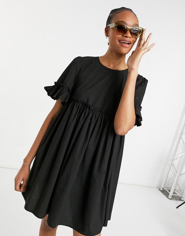 Urban Threads Mini Smock Dress In Black