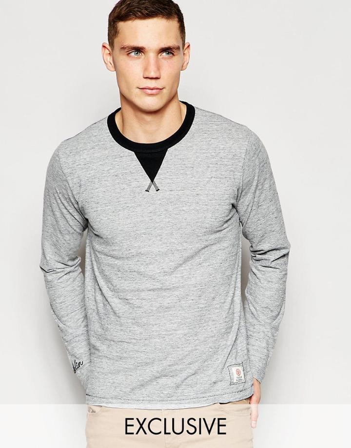 Franklin & Marshall Crew Neck Long Sleeve T-shirt Exclusive To Asos - Gray