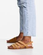 Mango Strappy Real Leather Sandal In Tan-brown