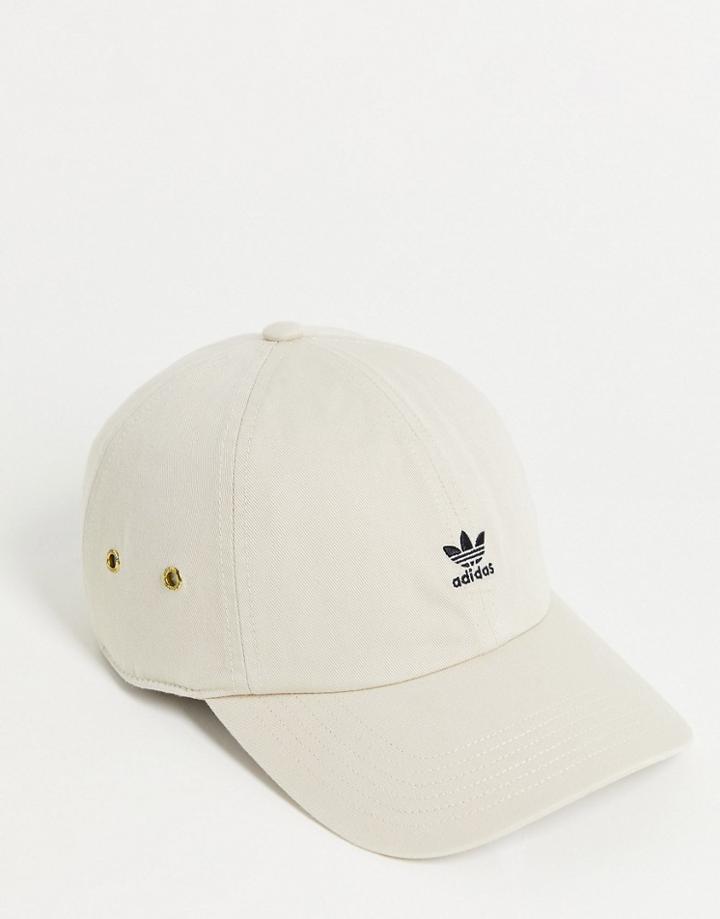 Adidas Originals Small Logo Adjustable Cap In Beige-neutral