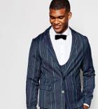 Reclaimed Vintage Tweed Suit Jacket In Slim Fit - Blue