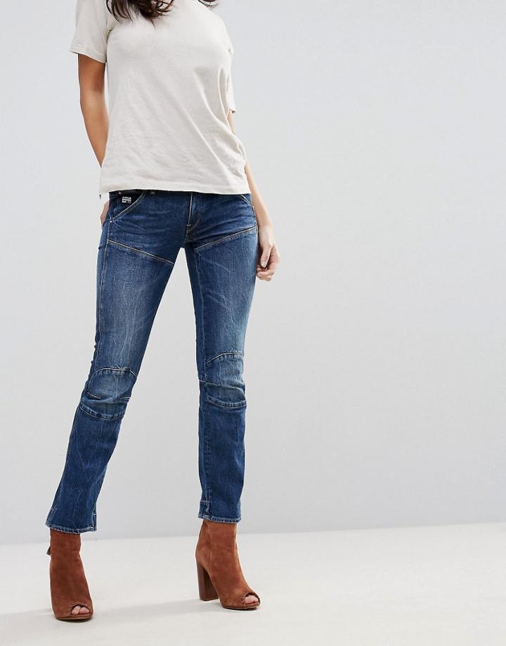 G-star 5620 3d Hadron Mid Rise Cropped Kick Flare Jeans - Blue