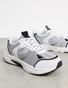 Asos Design Dawson Lace Up Sneakers In White & Black-multi