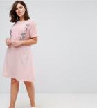 New Look Curve Studded Embroidered Dress - Pink