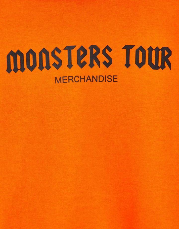 Sixth June Skinny Fit Monsters Tour Hoodie In Orange