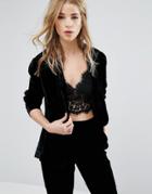 New Look Velvet Tuxedo Jacket - Black