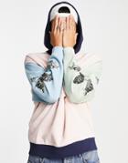 Asos Design Oversized Hoodie In Color Block With Turtle Placement Print-multi