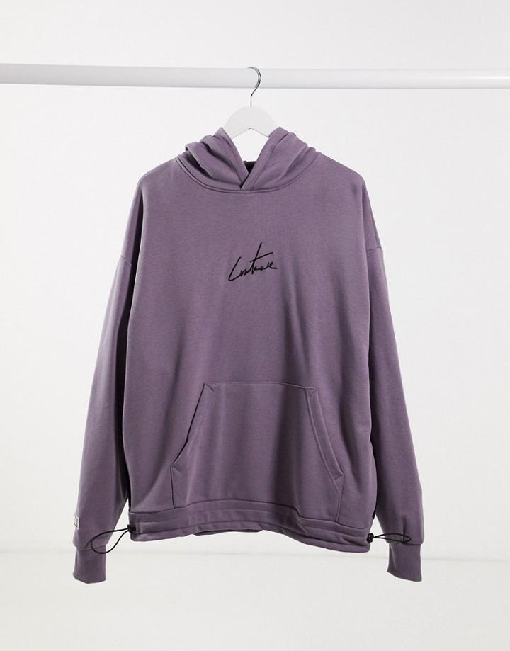 The Couture Club Heavy Weight Oversized Back Print Hoodie In Orchid-purple