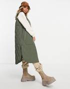 Inwear Callas Long Length Quilted Vest In Khaki-green