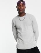Jack & Jones Premium Blocked Textured Sweater In Gray-grey