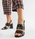 Asos Design Wide Fit Tandem Ring Heeled Sandals - Black