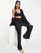 4th & Reckless Plisse Beach Pant In Black - Part Of A Set