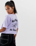 Asos Design Cropped T-shirt With Bad Habits Motif In Lilac - Purple