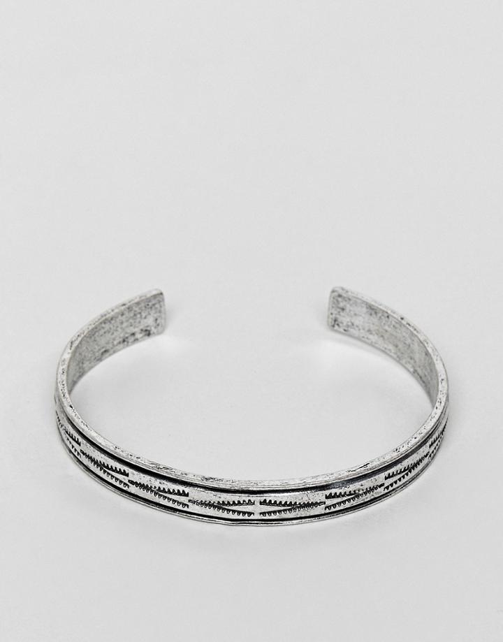 Classics 77 Burnished Silver Geo-tribal Engraved Cuff - Silver