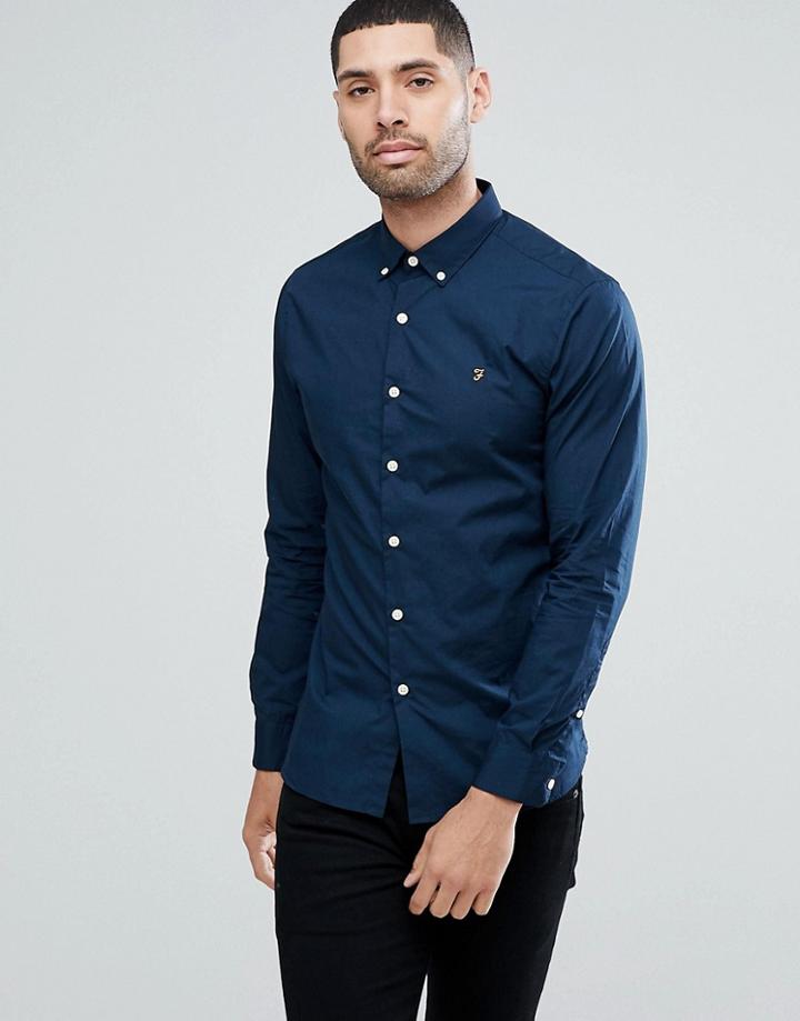 Farah Libbert Slim Fit Poplin Weave Shirt In Navy - Navy