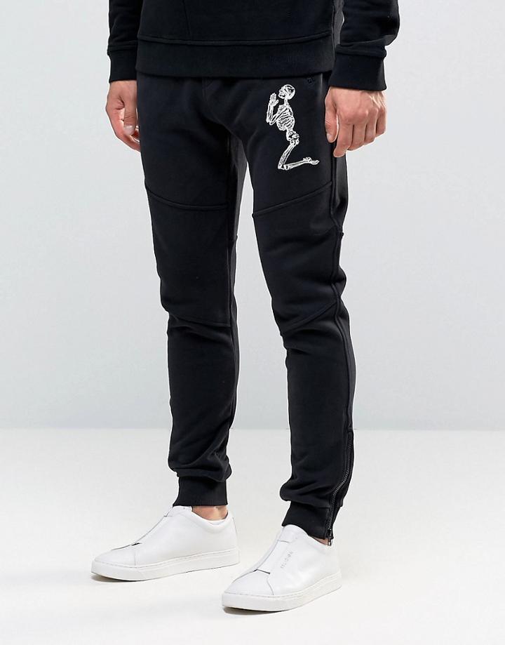 Religion Big Skeleton Jersey Jogger - Black