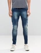 Dead Vintage Jogger Jeans With Two Zips And Two Pockets - Blue