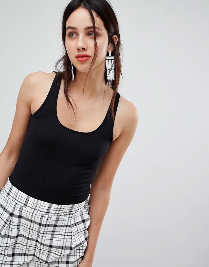 Stradivarius Scoop Neck Tank - Black