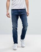 Esprit Relaxed Slim Fit Jeans With Distressing - Blue