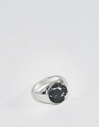 Chained & Able Stone Signet Ring In Silver & Black