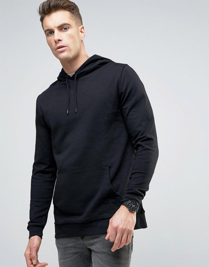 Asos Longline Hoodie In Black - Black