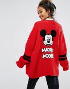 Lazy Oaf X Disney Mickey Mouse College Cardigan - Red