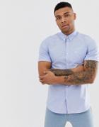 Fred Perry Short Sleeve Oxford Shirt In Light Blue - Blue
