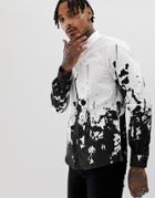 Twisted Tailor Super Skinny Shirt With Paint Splatter - White
