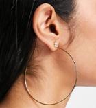Asos Design 14k Gold Plated 75mm Hoop Earrings With Crystal Stud In Gold Tone