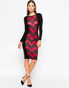 Club L Midi Dress With Chevron Panel