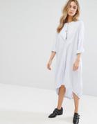 Mango Fine Pinstripe Oversized Midi Shirt Dress - Multi