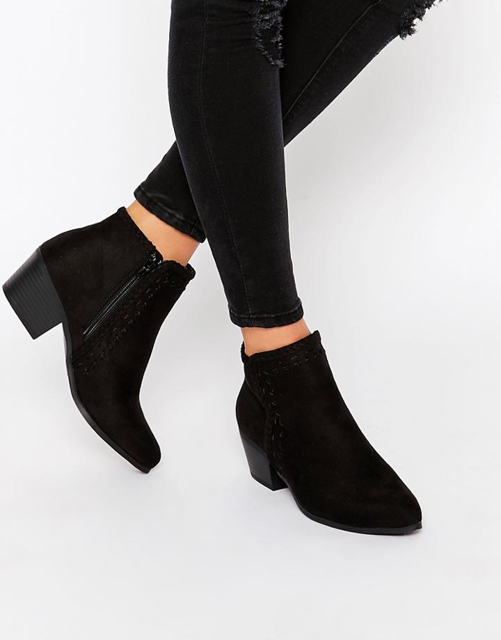 New Look Western Stitch Detail Boot - Black