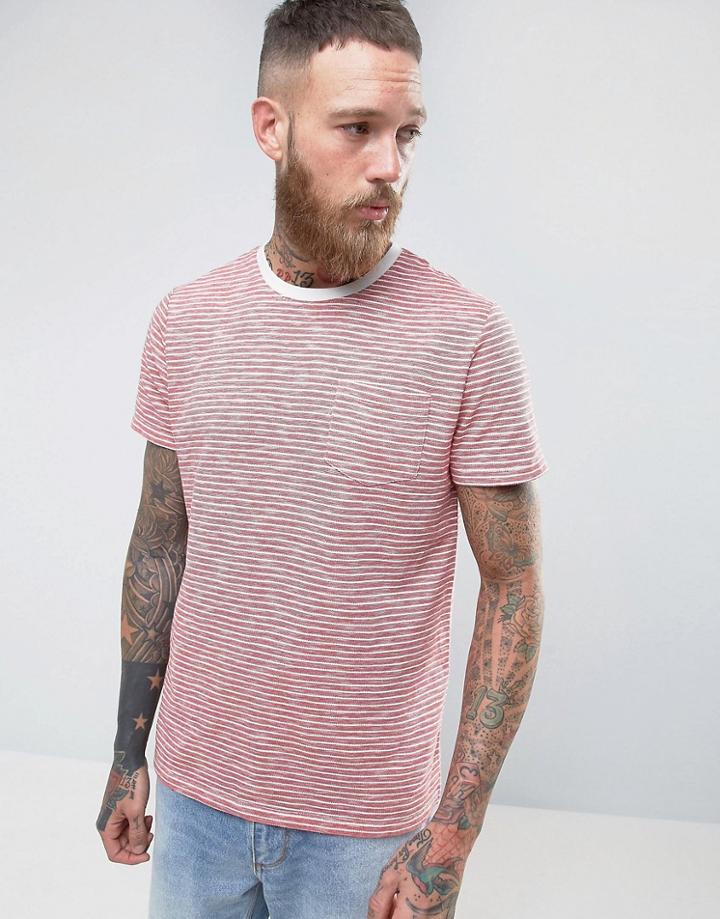 Common People Textured Stripe T-shirt - Red