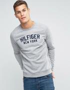 Tommy Hilfiger Sweatshirt With Flock Logo In Gray - Gray