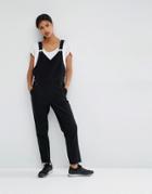 Asos 90's Overall With Wrap Front Detail - Black