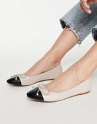 Truffle Collection Easy Ballet Flats With Black Toe Cap
